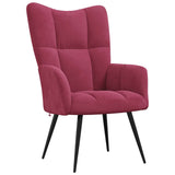 Chaise de relaxation avec tabouret Rouge bordeaux Velours