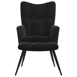 Fauteuil relax avec tabouret en velours noir