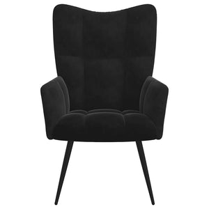 Fauteuil relax avec tabouret en velours noir