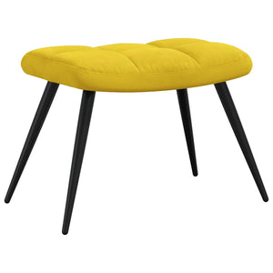 Fauteuil relax avec tabouret en velours jaune moutarde