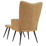 Chaise de relaxation avec tabouret Marron Velours