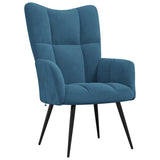 Chaise de relaxation avec tabouret Bleu Velours