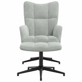 Chaise de relaxation avec tabouret Gris clair Velours