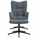 Chaise de relaxation avec tabouret Gris foncé Velours