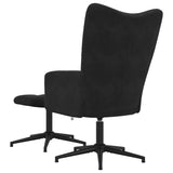 Chaise de relaxation avec tabouret Noir Velours