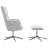Chaise de relaxation avec tabouret Gris clair Velours