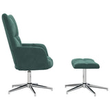 Chaise de relaxation avec tabouret Vert foncé Velours