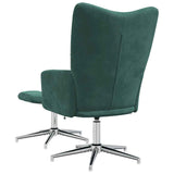 Chaise de relaxation avec tabouret Vert foncé Velours