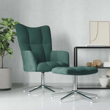Chaise de relaxation avec tabouret Vert foncé Velours