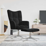 Chaise de relaxation avec tabouret Noir Velours