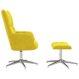 Chaise de relaxation avec tabouret Jaune moutarde Velours