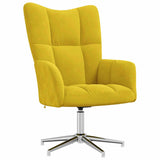 Chaise de relaxation avec tabouret Jaune moutarde Velours