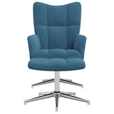 Chaise de relaxation avec tabouret Bleu Velours