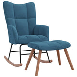 Chaise à bascule avec tabouret en velours bleu