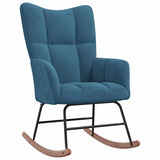 Chaise à bascule avec tabouret en velours bleu