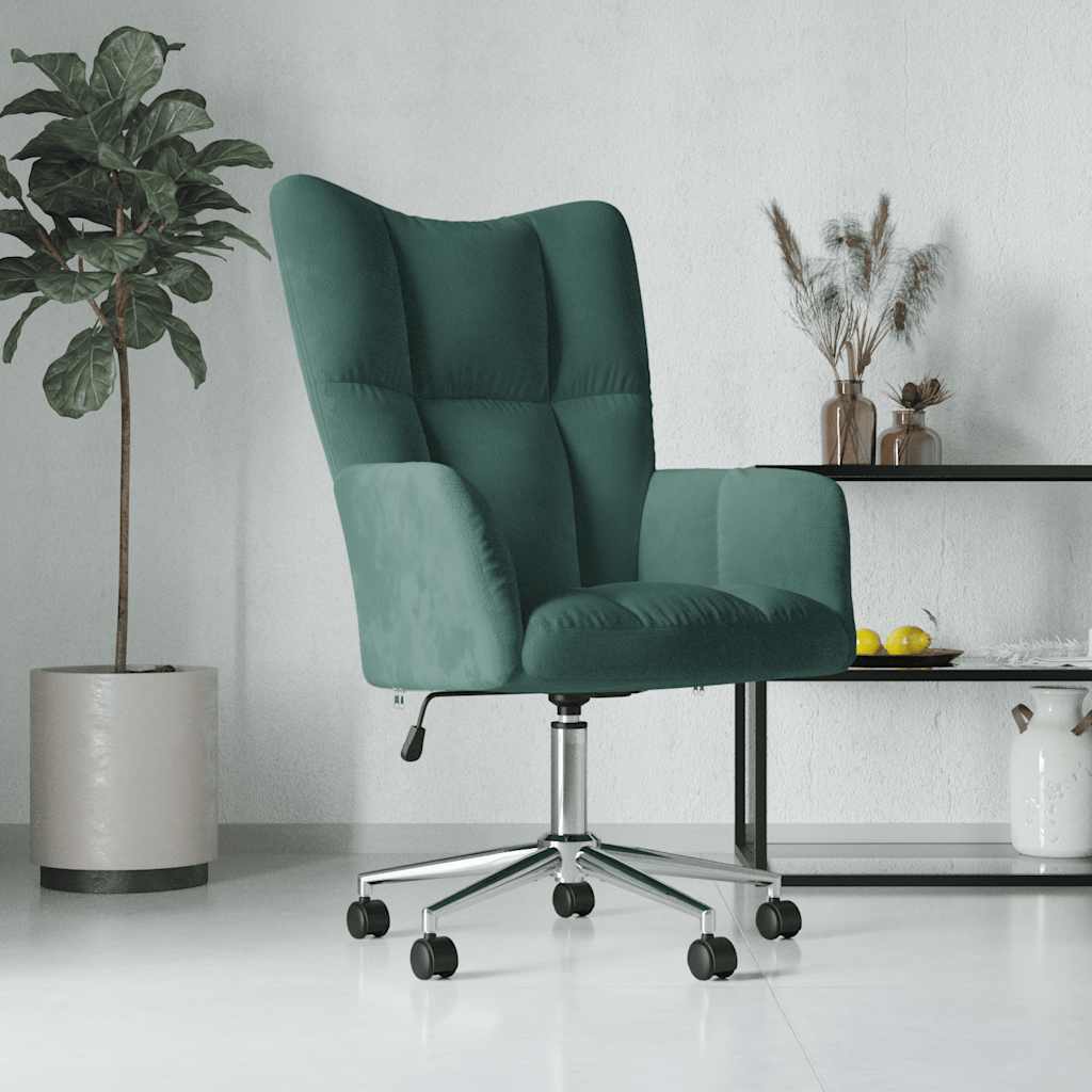 Chaise de relaxation Vert foncé Velours