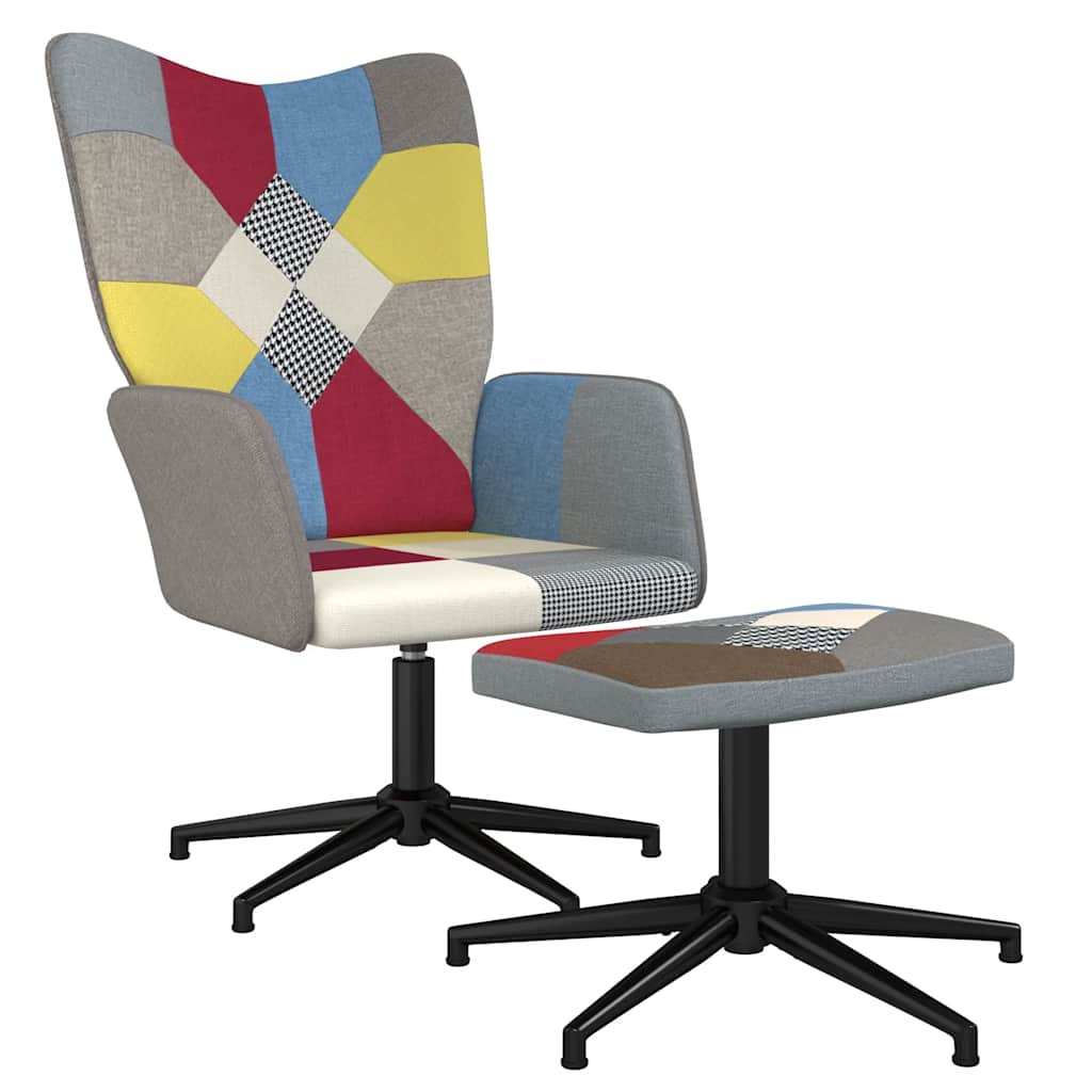 Chaise de relaxation avec repose-pied Patchwork Tissu