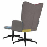 Chaise de relaxation avec repose-pied Patchwork Tissu