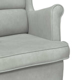 Fauteuil à bascule à oreilles en velours gris clair bois massif