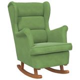 Fauteuil à bascule à oreilles en velours vert clair bois massif