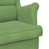 Fauteuil à bascule à oreilles en velours vert clair bois massif