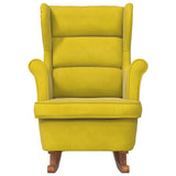 Fauteuil à bascule à oreilles en velours jaune bois massif