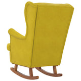 Fauteuil à bascule à oreilles en velours jaune bois massif