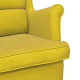 Fauteuil à bascule à oreilles en velours jaune bois massif