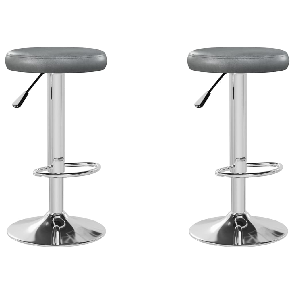Tabourets de bar lot de 2 gris similicuir