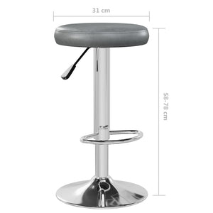 Tabourets de bar lot de 2 gris similicuir