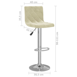 Tabourets de bar lot de 2 crème velours