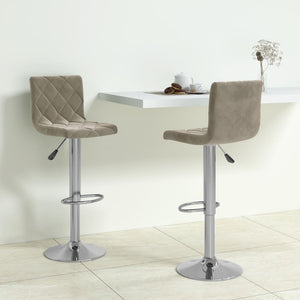 Tabourets de bar lot de 2 gris clair velours