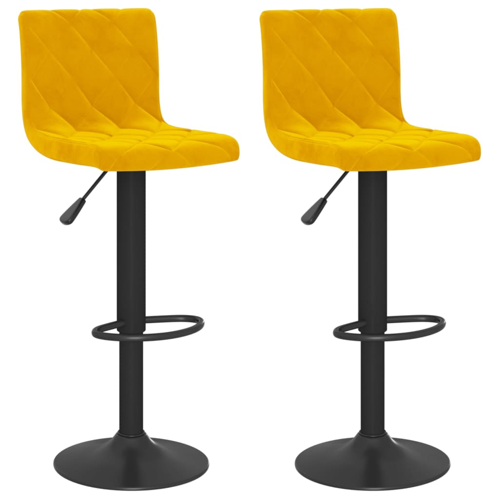 Tabourets de bar lot de 2 jaune moutarde velours