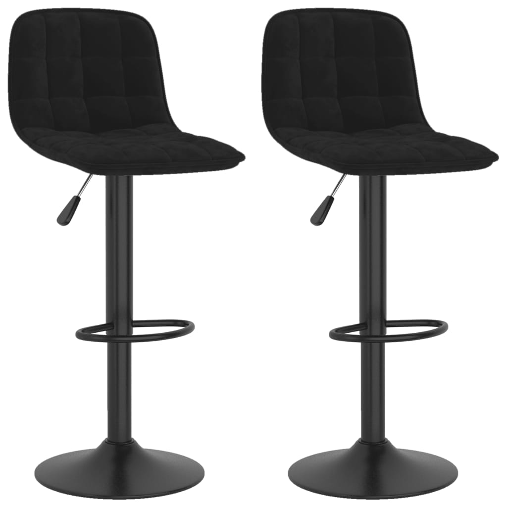 Tabourets de bar lot de 2 noir velours