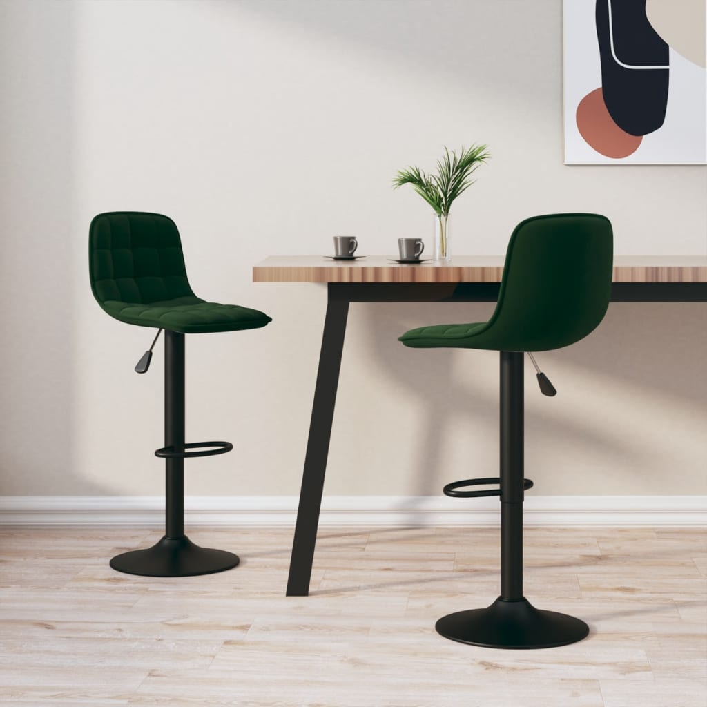 Tabourets de bar lot de 2 vert foncé velours