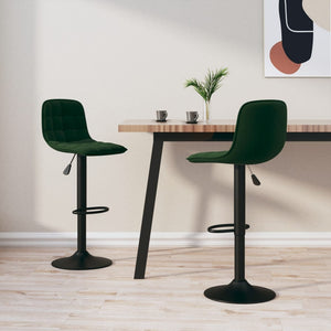 Tabourets de bar lot de 2 vert foncé velours