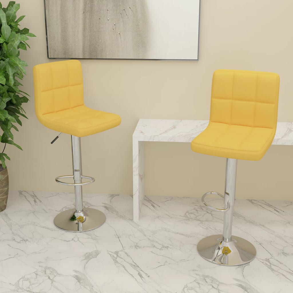 Tabourets de bar lot de 2 jaune moutarde tissu