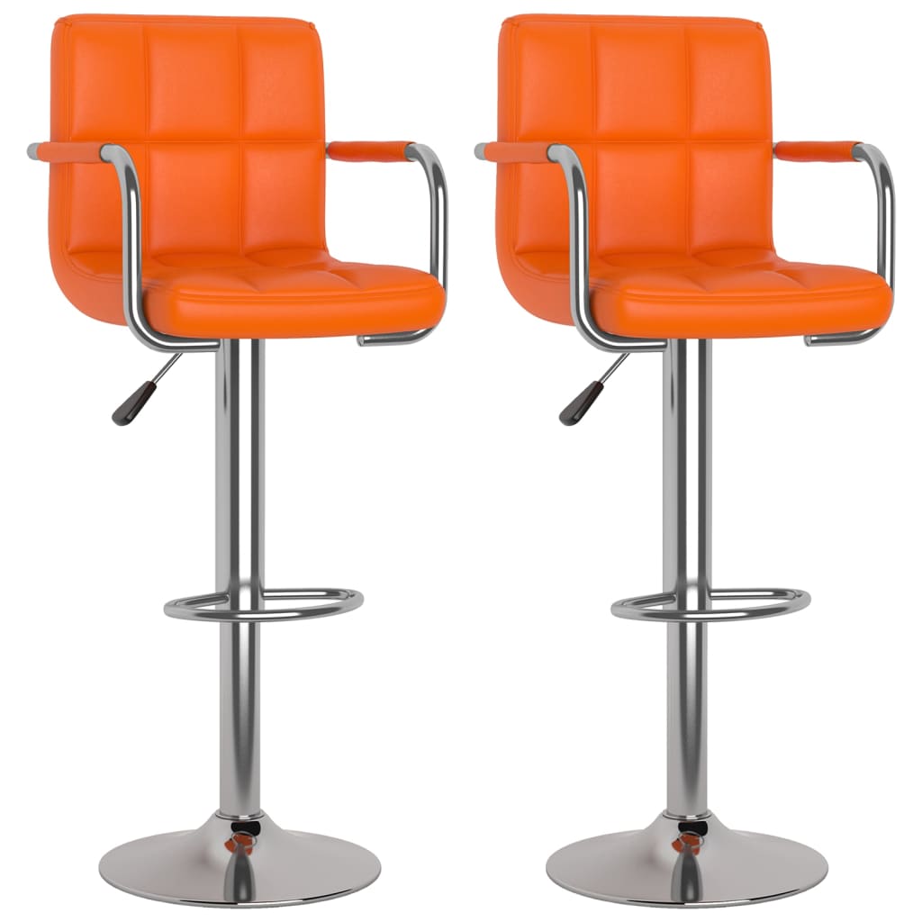 Tabourets de bar lot de 2 orange similicuir