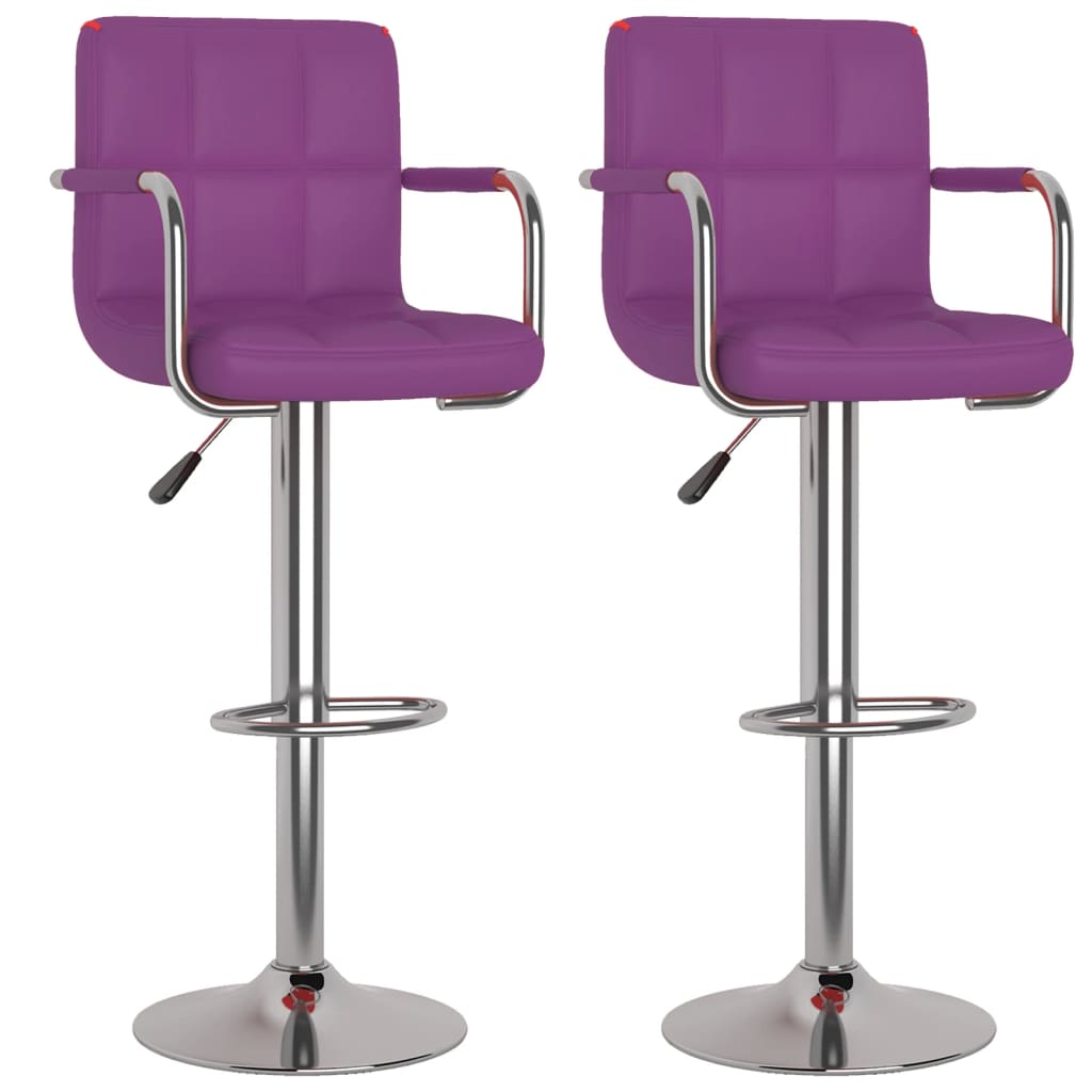 Tabourets de bar lot de 2 violet similicuir