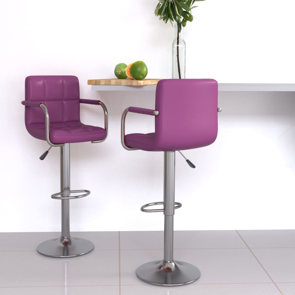 Tabourets de bar lot de 2 violet similicuir