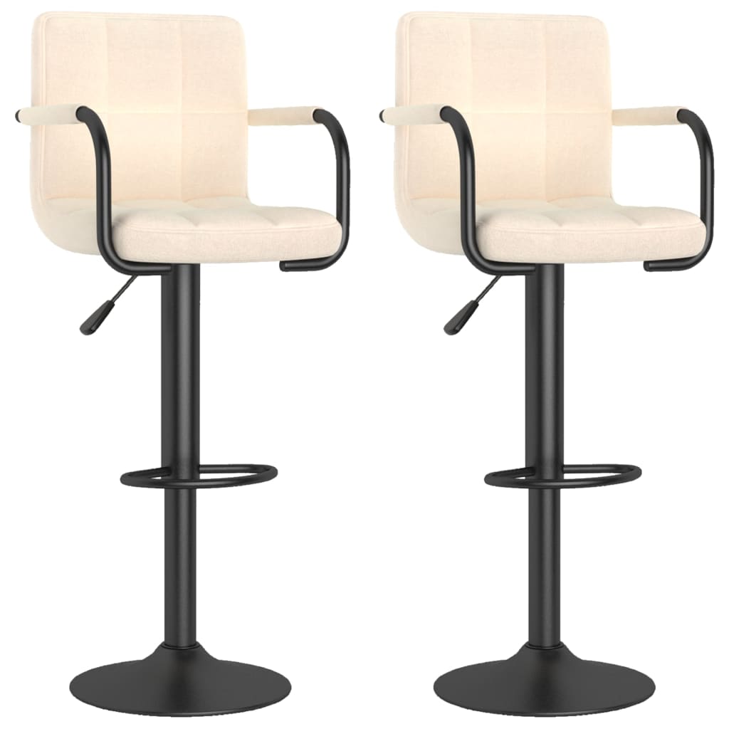 Tabourets de bar lot de 2 crème tissu