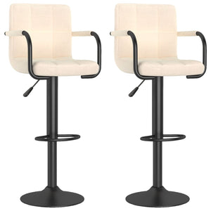 Tabourets de bar lot de 2 crème tissu