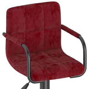 Tabourets de bar lot de 2 rouge bordeaux velours
