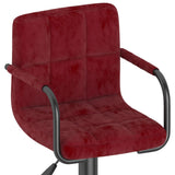 Tabourets de bar lot de 2 rouge bordeaux velours