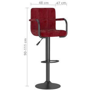 Tabourets de bar lot de 2 rouge bordeaux velours