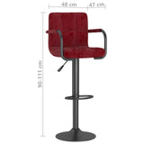Tabourets de bar lot de 2 rouge bordeaux velours
