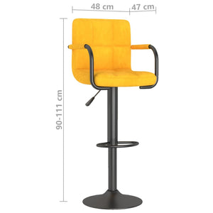 Tabourets de bar lot de 2 jaune moutarde velours