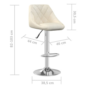 Tabourets de bar lot de 2 crème velours