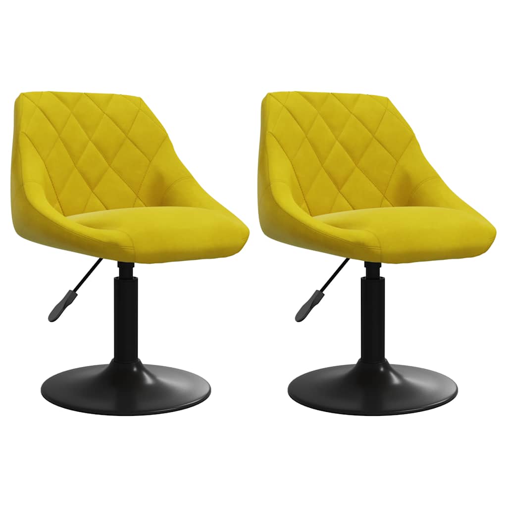 Chaises à manger pivotantes lot de 2 jaune moutarde velours