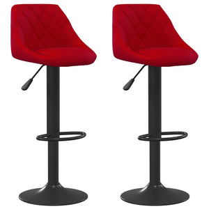 Tabourets de bar lot de 2 rouge bordeaux velours